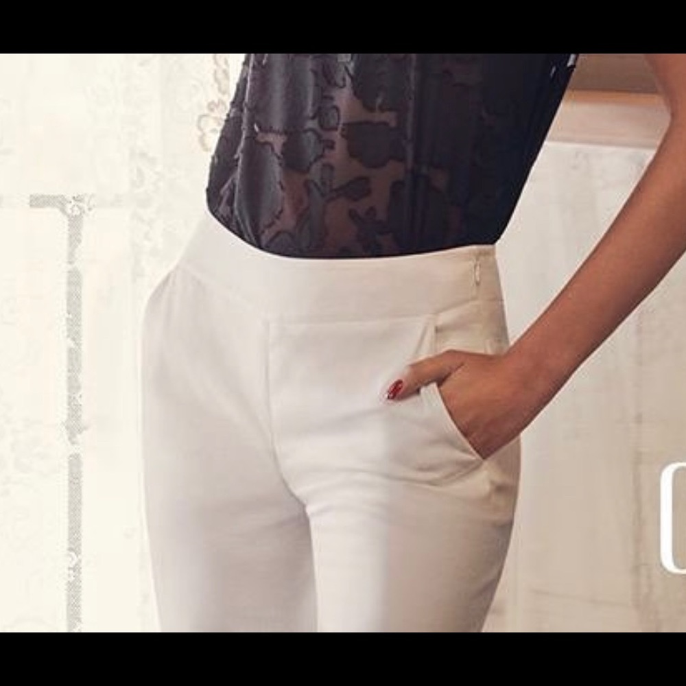 White linen blend trouser